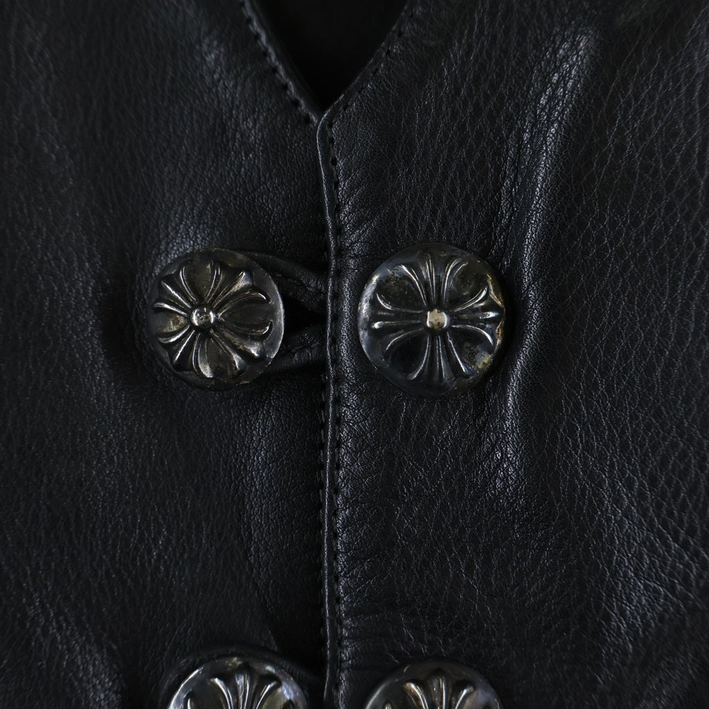 CHROME HEARTS(クロムハーツ) OLD 8B L LNG BCK フィリグリー装飾 8クロスボール クロスボールボタンレザーベスト ブラック