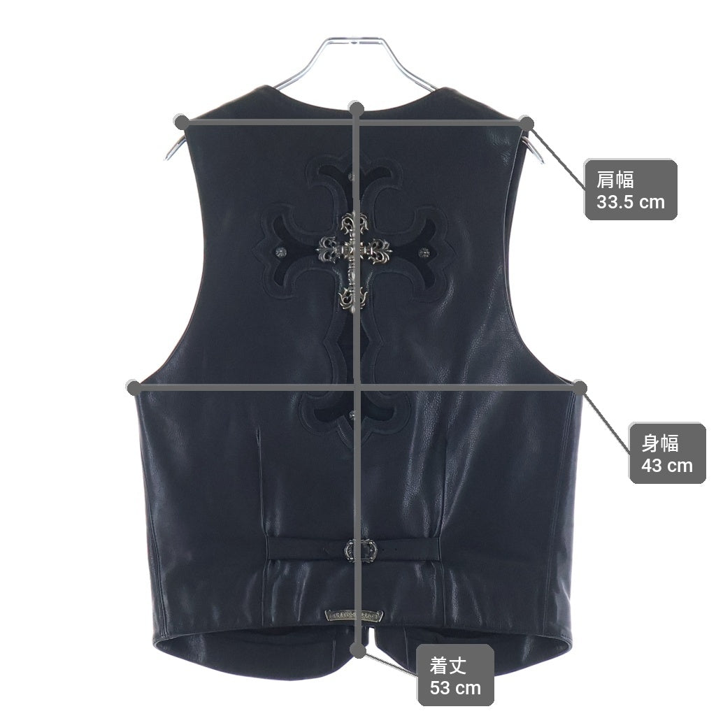 CHROME HEARTS(クロムハーツ) OLD 8B L LNG BCK フィリグリー装飾 8クロスボール クロスボールボタンレザーベスト ブラック