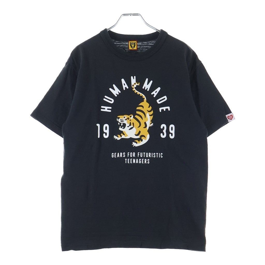 HUMAN MADE(ヒューマンメイド) タイガー フロントプリント クルーネック半袖Tシャツ ショートスリーブカットソー ブラック