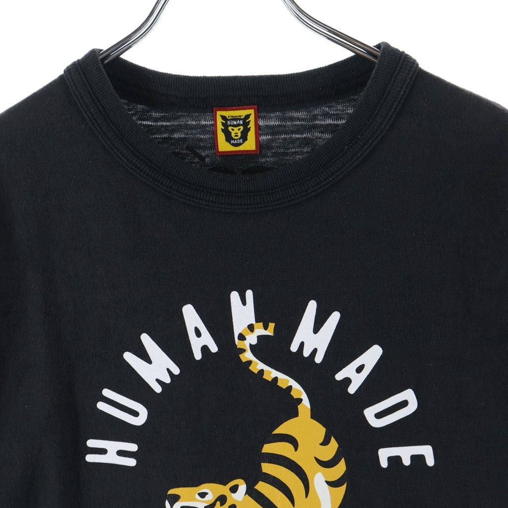 HUMAN MADE(ヒューマンメイド) タイガー フロントプリント クルーネック半袖Tシャツ ショートスリーブカットソー ブラック