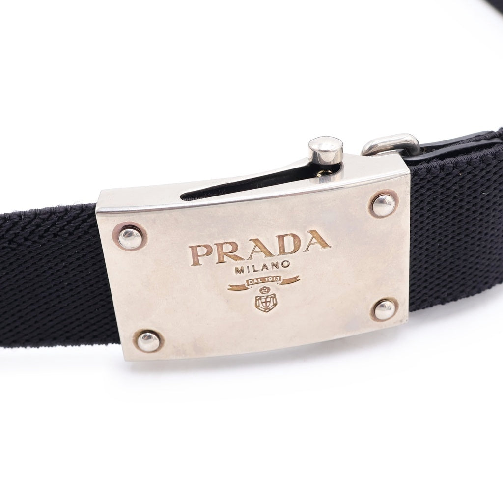 PRADA(プラダ) ロゴ刻印 ガチャベルト ブラック/シルバー