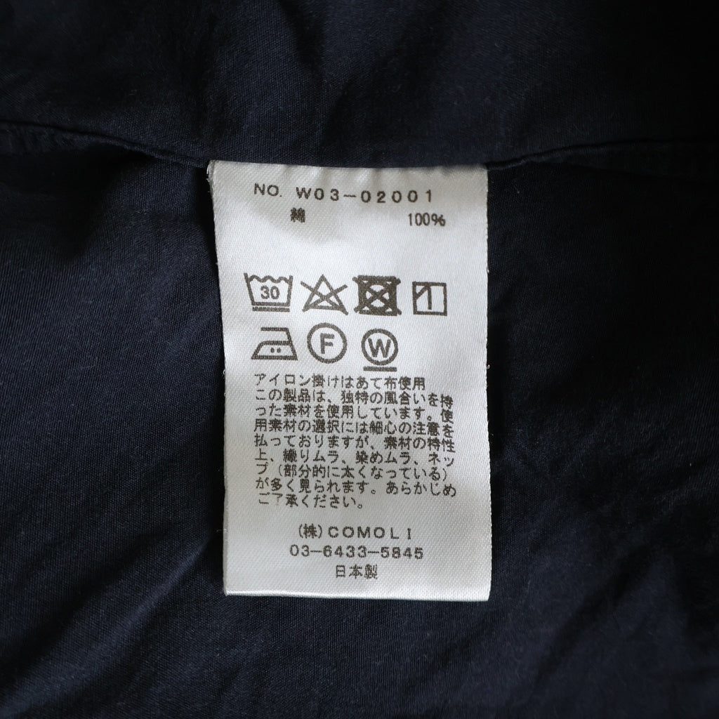 COMOLI(コモリ) 22AW コットン ロングスリーブ 長袖シャツ ブラック W03-02001