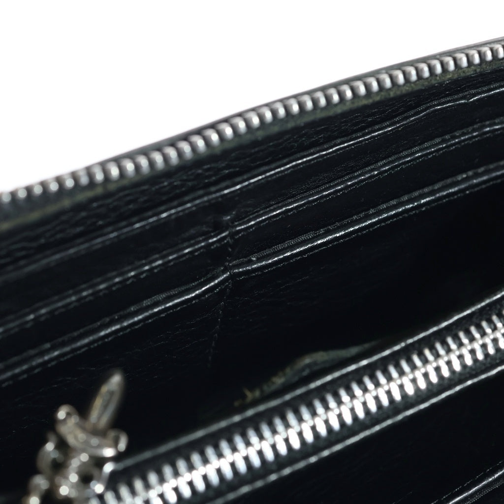 CHROME HEARTS(クロムハーツ) REC F ZIP 3 セメタリー クロスパッチ レザーウォレット