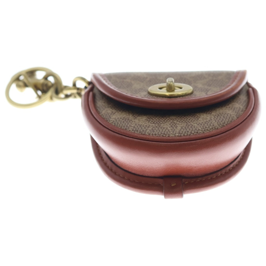 COACH(コーチ) ミニ サドル バッグ チャーム シグネチャー キャンバス ブラウン C5438