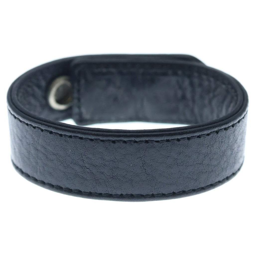 CHROME HEARTS(クロムハーツ) 3BTN 2SNP クロスボール 3ボタン2スナップ レザーブレスレット ブラック/シルバー BCA123