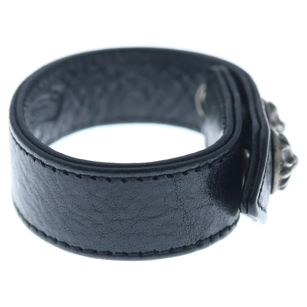 CHROME HEARTS(クロムハーツ) 3BTN 2SNP クロスボール 3ボタン2スナップ レザーブレスレット ブラック/シルバー BCA123