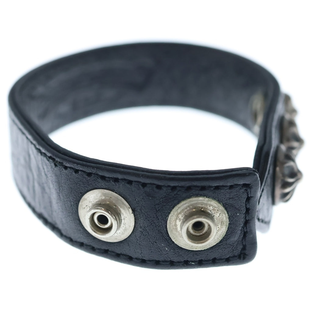 CHROME HEARTS(クロムハーツ) 3BTN 2SNP クロスボール 3ボタン2スナップ レザーブレスレット ブラック/シルバー BCA123