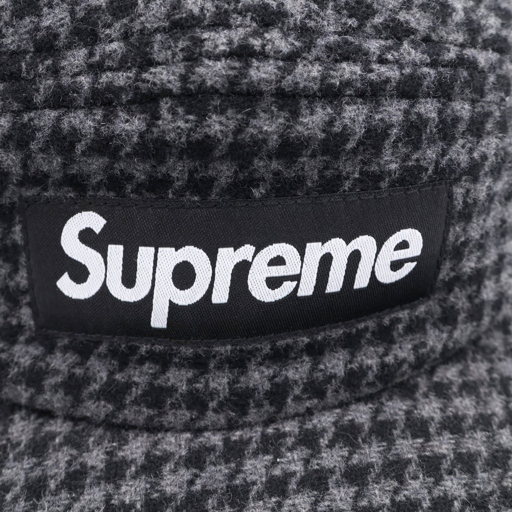 SUPREME(シュプリーム) 23AW Houndstooth Wool Camp Cap ハウンドトゥース ウール キャンプキャップ 千鳥格子 フロントボックスロゴ グレー