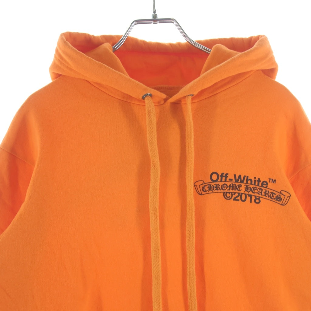 CHROME HEARTS(クロムハーツ) ×OFF WHITE HD PLVR V OFF WHITE オフホワイト ロゴプリント プルオーバーパーカー オレンジ