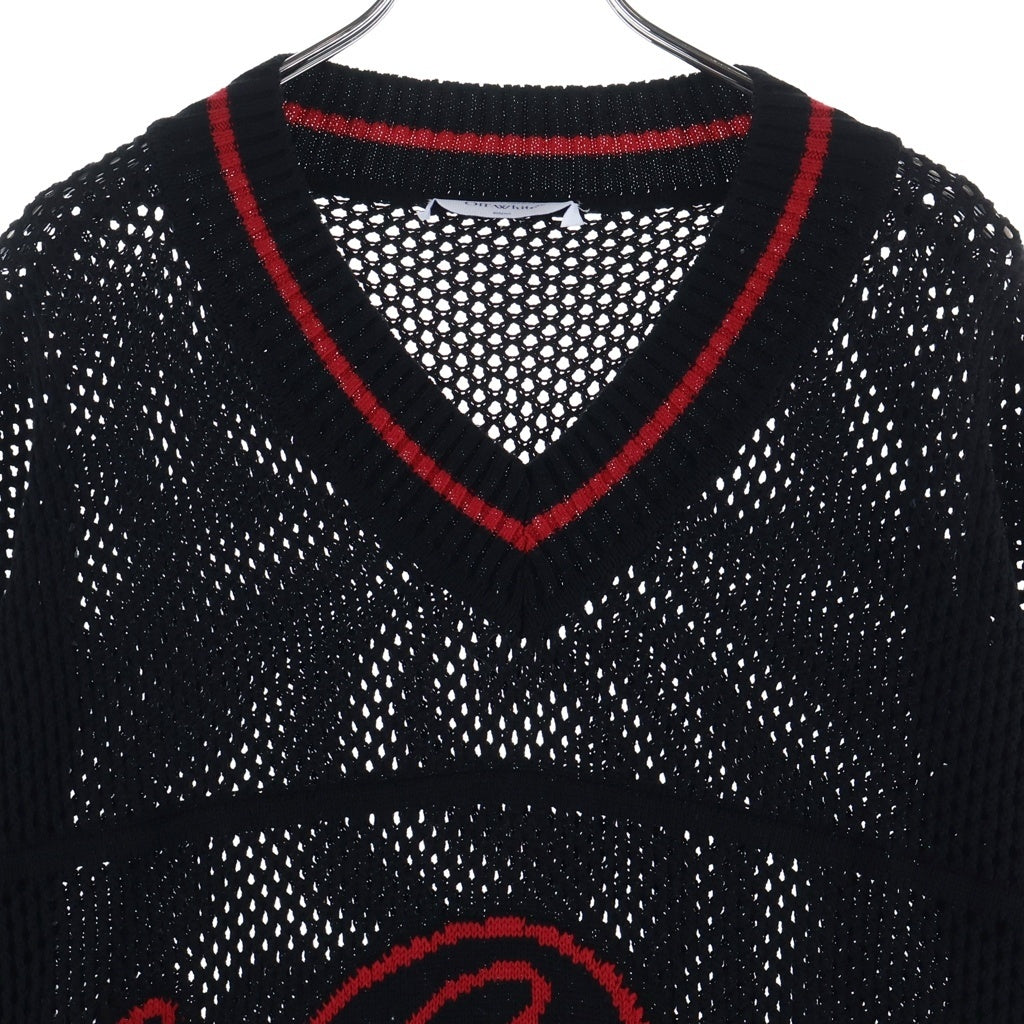 OFF-WHITE(オフホワイト) Varsity Knit Mesh T-shirt バーシティー ニット メッシュ Tシャツ ブラック OMHW006S24KNI0011025