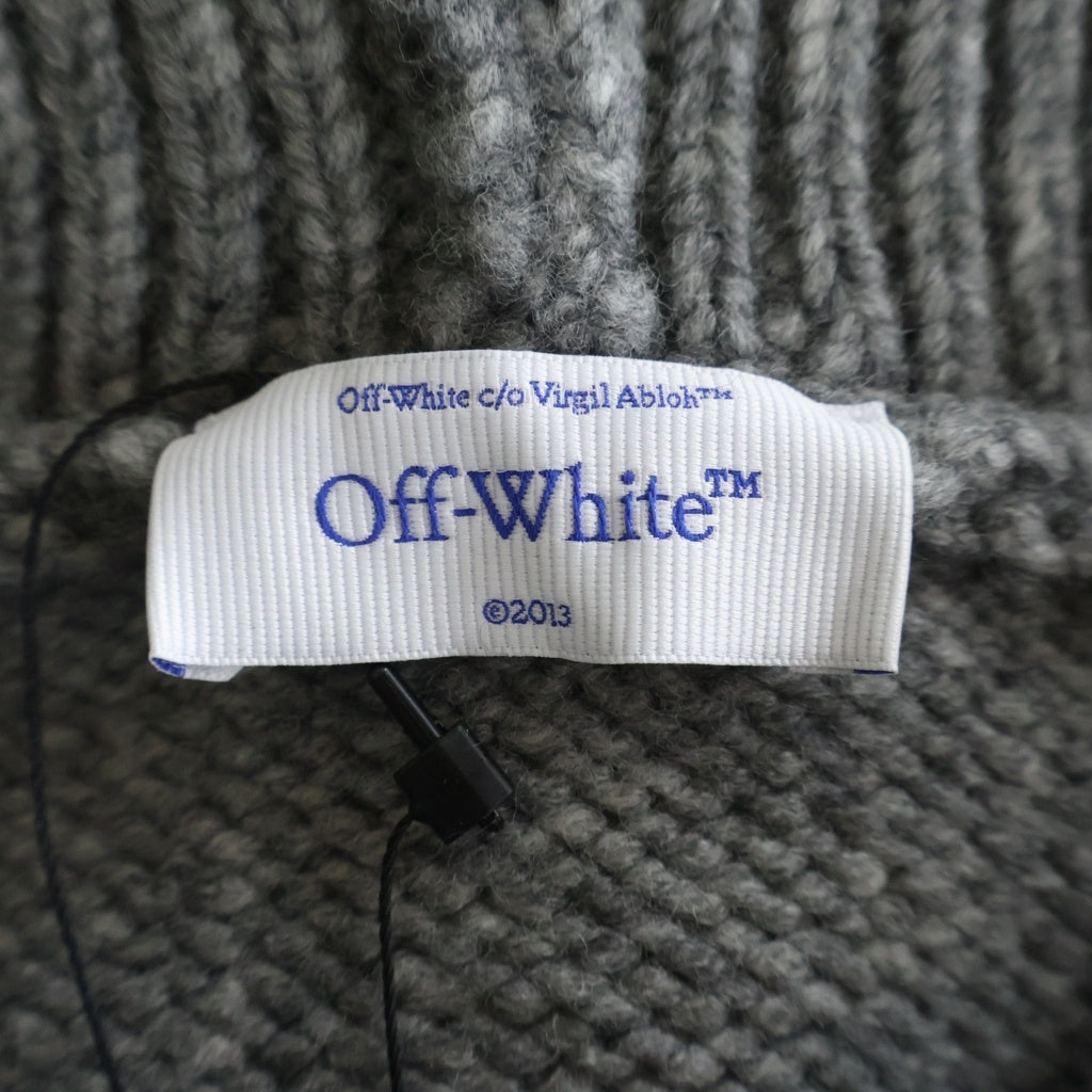 OFF-WHITE(オフホワイト) Arrow moon Chunky Knit Hoodie ニットパーカー プルオーバー グレー OMHU010F23KNI002