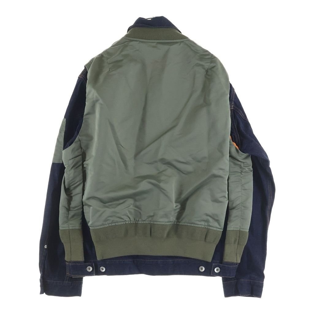 Sacai(サカイ) 22AW Nylon Twill Mix Blouso ナイロンツイル デニムドッキング MA-1 ブルゾン カーキ/インディゴ 22-02825M