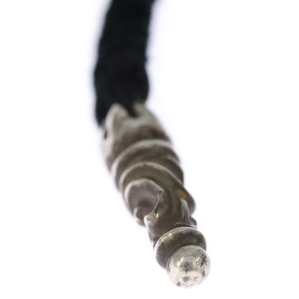 CHROME HEARTS(クロムハーツ) LEATHER BRAID スクロールレザーブレード シルバーネックレス ブラック/シルバー