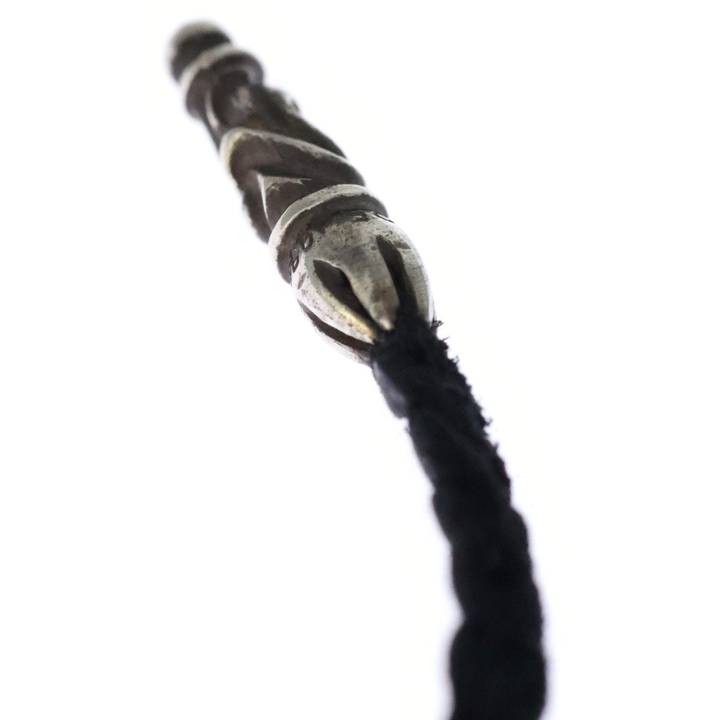 CHROME HEARTS(クロムハーツ) LEATHER BRAID スクロールレザーブレード シルバーネックレス ブラック/シルバー