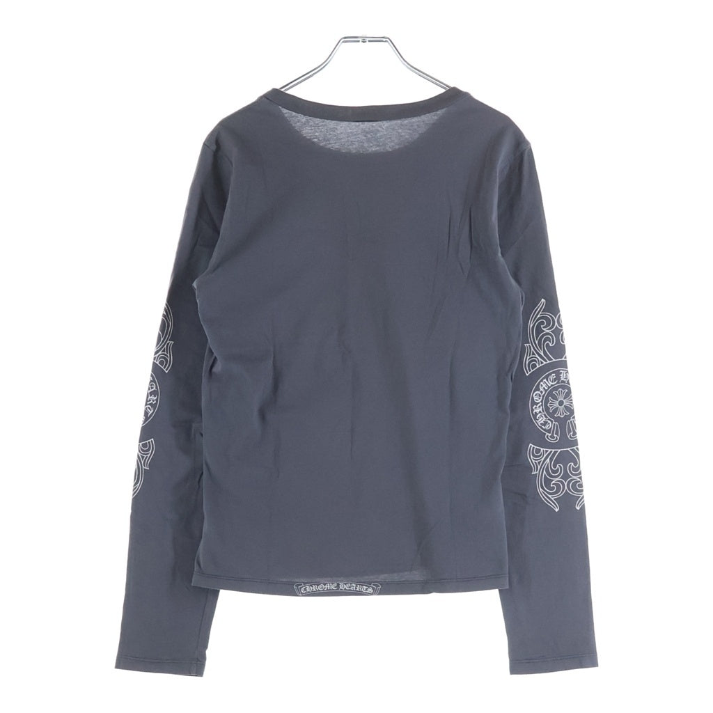 CHROME HEARTS(クロムハーツ) OLD FLORAL CROSS L/S TEE オールド フローラルクロス 袖ホースシュー 長袖 クルーネック カットソー グレー