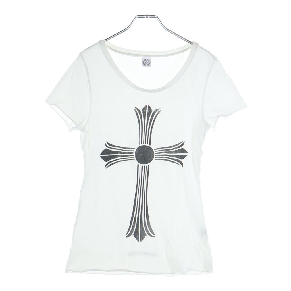 CHROME HEARTS(クロムハーツ) CH CROSS CUTOFF S/S TEE CHクロスプリント レディース カットオフ 半袖 クルーネック Tシャツ ホワイト