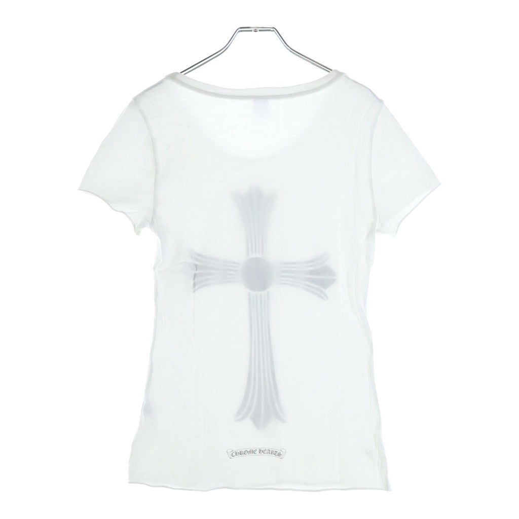 CHROME HEARTS(クロムハーツ) CH CROSS CUTOFF S/S TEE CHクロスプリント レディース カットオフ 半袖 クルーネック Tシャツ ホワイト