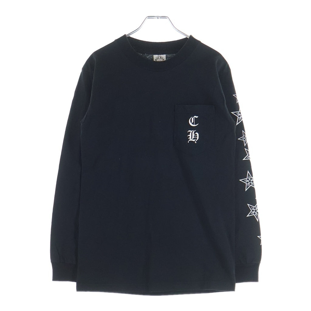 CHROME HEARTS(クロムハーツ) OLD STAR L/S オールド マリブ限定 バックホースシュー アームスタープリント ロングスリーブカットソー 長袖Tシャツ ブラック