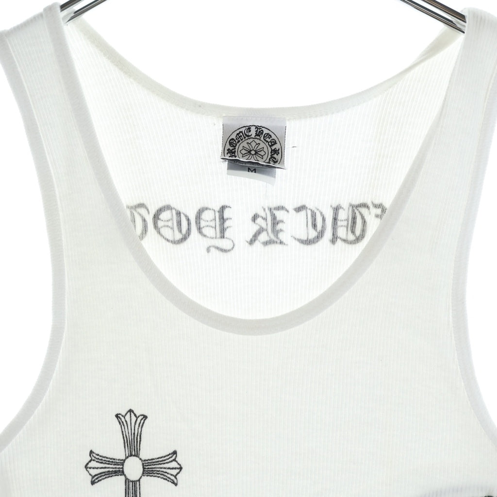 CHROME HEARTS(クロムハーツ) OLD RIB TANK Tバー CHクロス タンクトップ ノースリーブ ホワイト