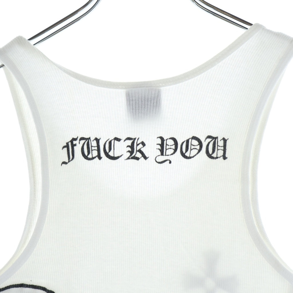 CHROME HEARTS(クロムハーツ) OLD RIB TANK Tバー CHクロス タンクトップ ノースリーブ ホワイト