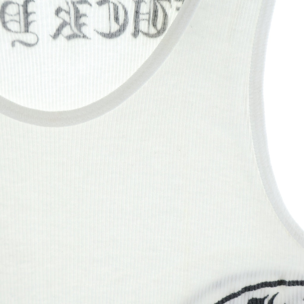 CHROME HEARTS(クロムハーツ) OLD RIB TANK Tバー CHクロス タンクトップ ノースリーブ ホワイト
