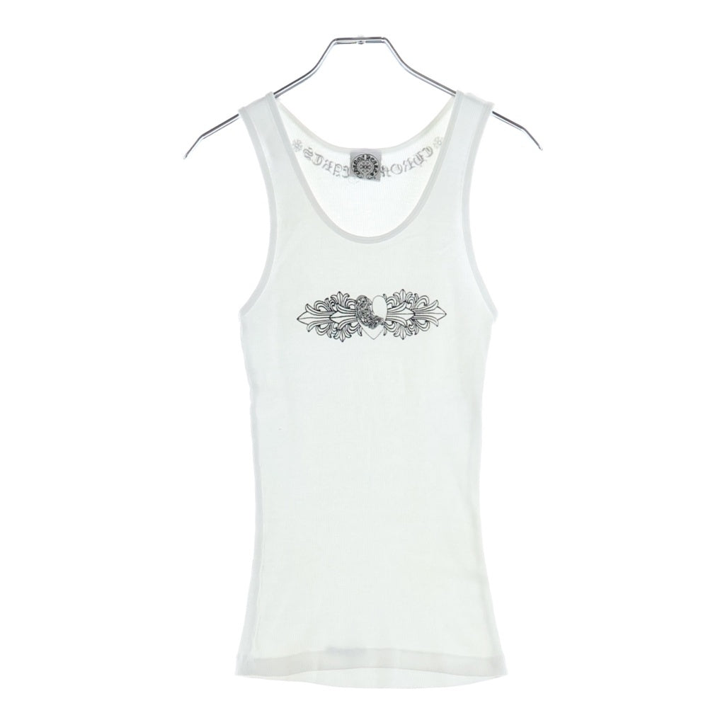 CHROME HEARTS(クロムハーツ) OLD HEART FLORAL CROSS RIB TANK オールド ハートフローラルクロスプリント タンクトップ ノースリーブ ホワイト
