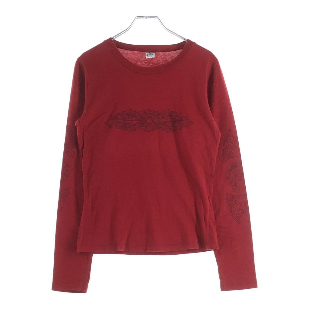 CHROME HEARTS(クロムハーツ) OLD FLORAL CROSS L/S TEE オールド フローラルクロス 袖ホースシュー 長袖 クルーネック カットソー レッド