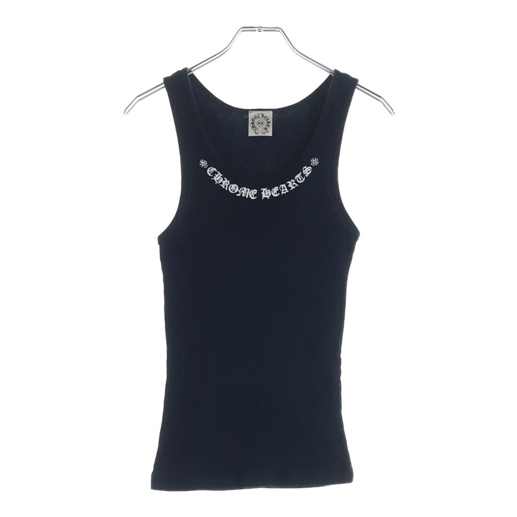 CHROME HEARTS(クロムハーツ) OLD NECK LOGO FUCK YOU オールド ネックロゴプリント タンクトップ ノースリーブカットソー ブラック