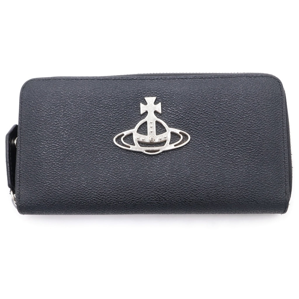 Vivienne Westwood(ヴィヴィアンウエストウッド) オーブロゴ ラウンドジップ 長財布 ロングウォレット ブラック
