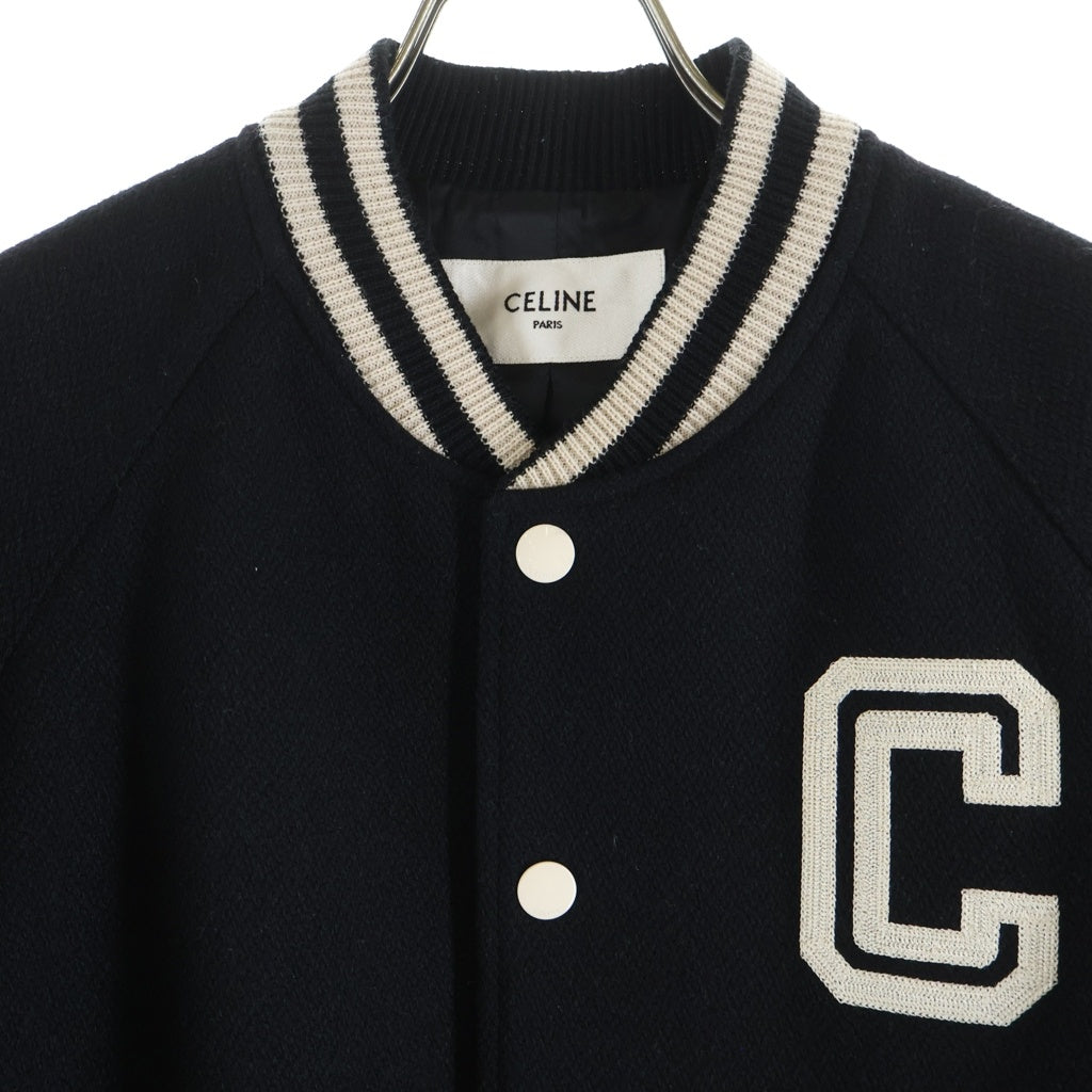 CELINE(セリーヌ) 24SS TEDDY COLLEGE BOMBER JACKET テディジャケット ボンバージャケット ブラック 2V86W896C.38NO