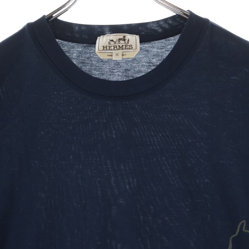 HERMES(エルメス) 22AW カヴァルカード 半袖 クルーネック Tシャツ ネイビー