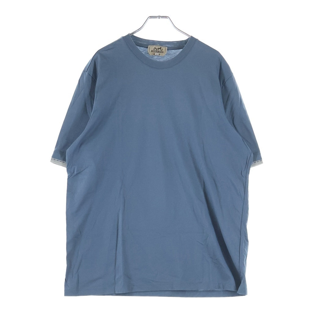 HERMES(エルメス) アームレイヤード 半袖 クルーネック Tシャツ ブルー