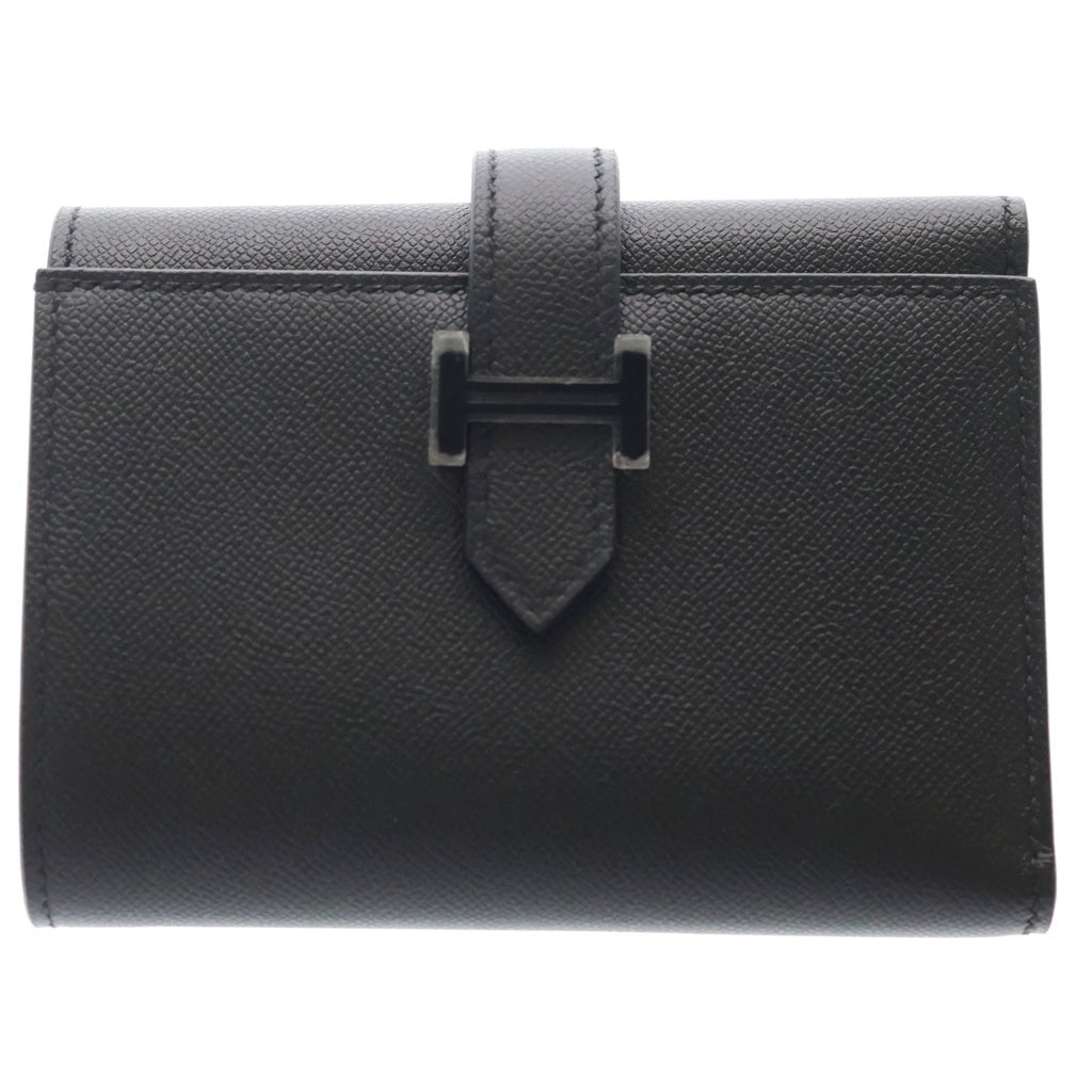 HERMES(エルメス) ベアン コンビネ モノクローム ヴォーエプソン W刻印 ブラック金具 コンパクトウォレット 財布 ブラック レディース