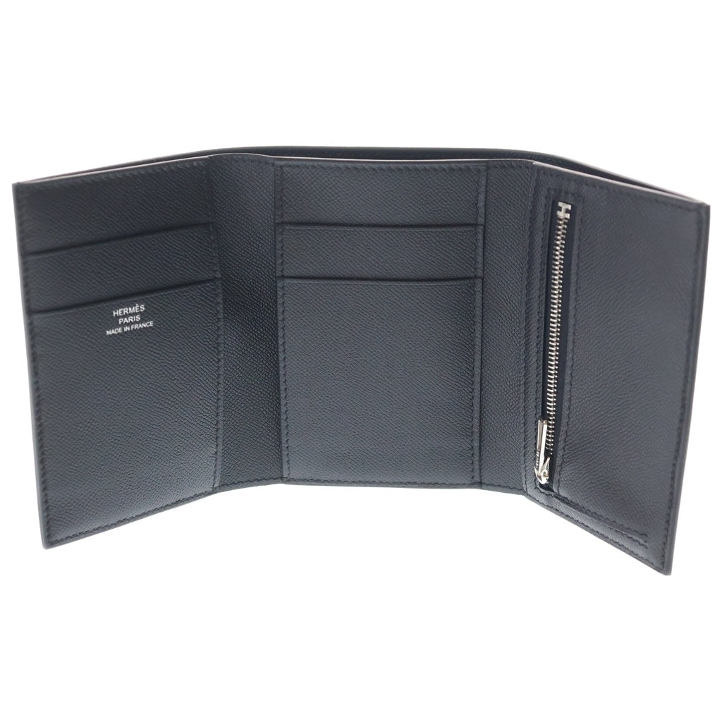 HERMES(エルメス) ベアン コンビネ モノクローム ヴォーエプソン W刻印 ブラック金具 コンパクトウォレット 財布 ブラック レディース