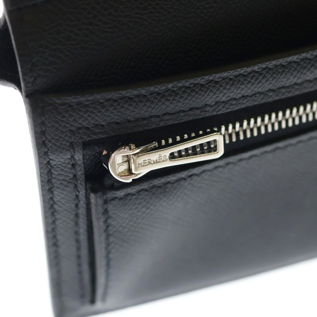 HERMES(エルメス) ベアン コンビネ モノクローム ヴォーエプソン W刻印 ブラック金具 コンパクトウォレット 財布 ブラック レディース