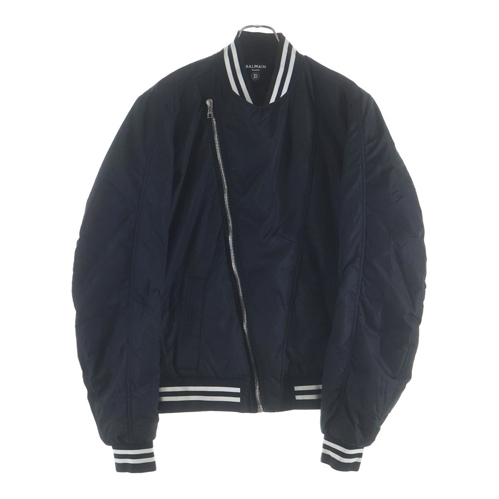 BALMAIN(バルマン) BLOUSON NYLON TF086XB27 ロゴプリント バイカー ナイロン ブルゾンジャケット ブラック TF086XB2