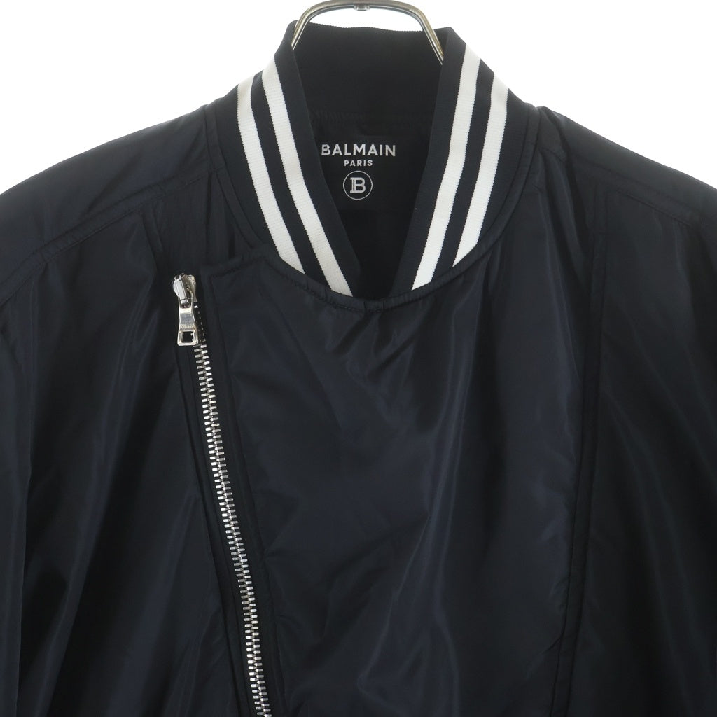 BALMAIN(バルマン) BLOUSON NYLON TF086XB27 ロゴプリント バイカー ナイロン ブルゾンジャケット ブラック TF086XB2