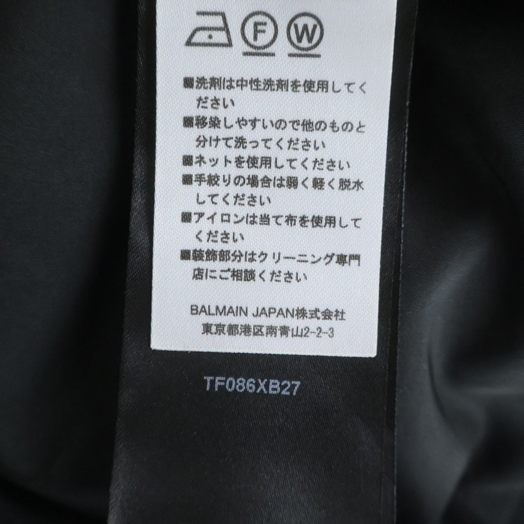 BALMAIN(バルマン) BLOUSON NYLON TF086XB27 ロゴプリント バイカー ナイロン ブルゾンジャケット ブラック TF086XB2