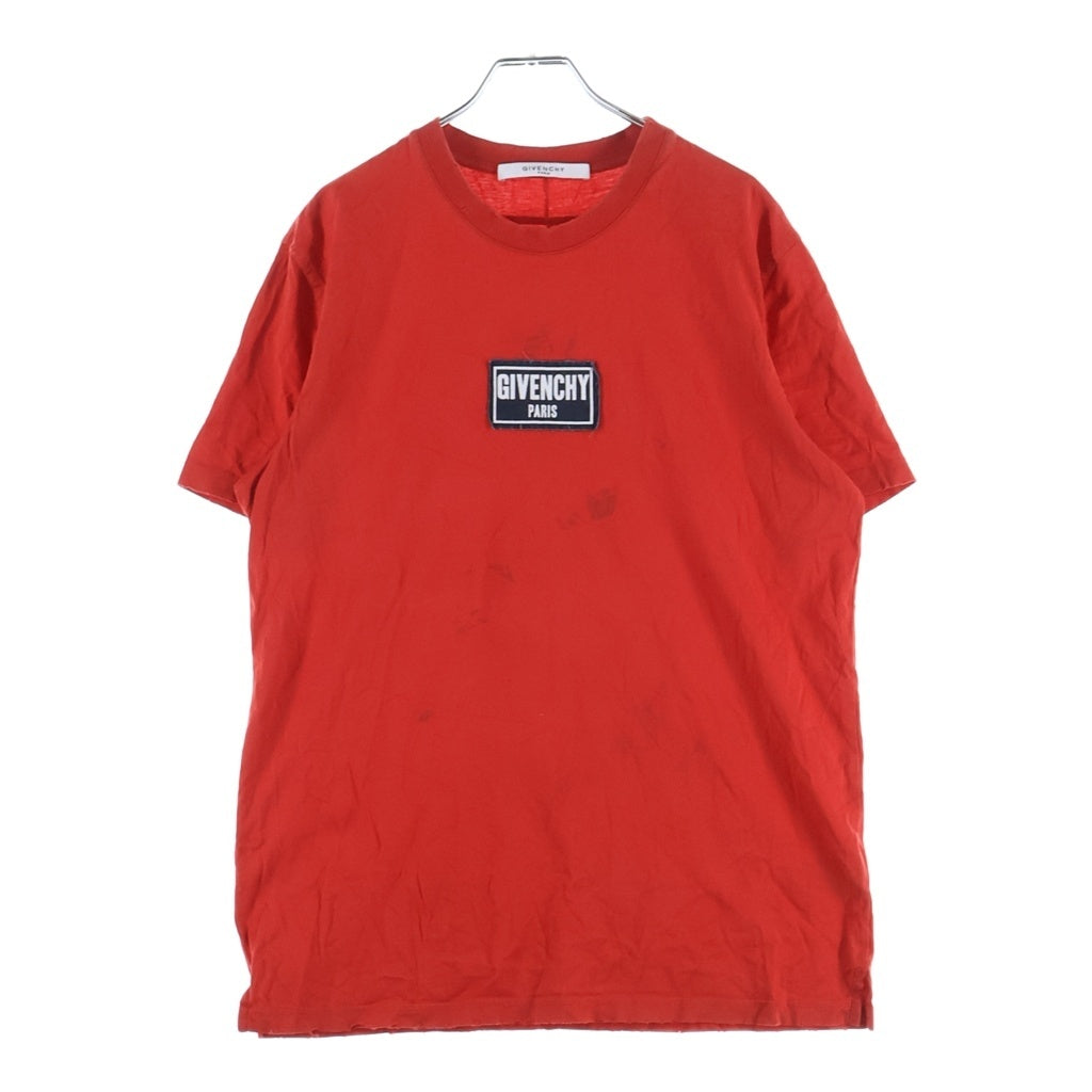 GIVENCHY(ジバンシィ) ダメージ加工ロゴパッチ クルーネック 半袖Tシャツ レッド BM701W3Y03
