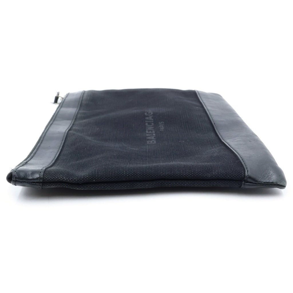 BALENCIAGA(バレンシアガ) ロゴ レザー切替 セカンドバッグ クラッチバッグ ブラック 373834 1000