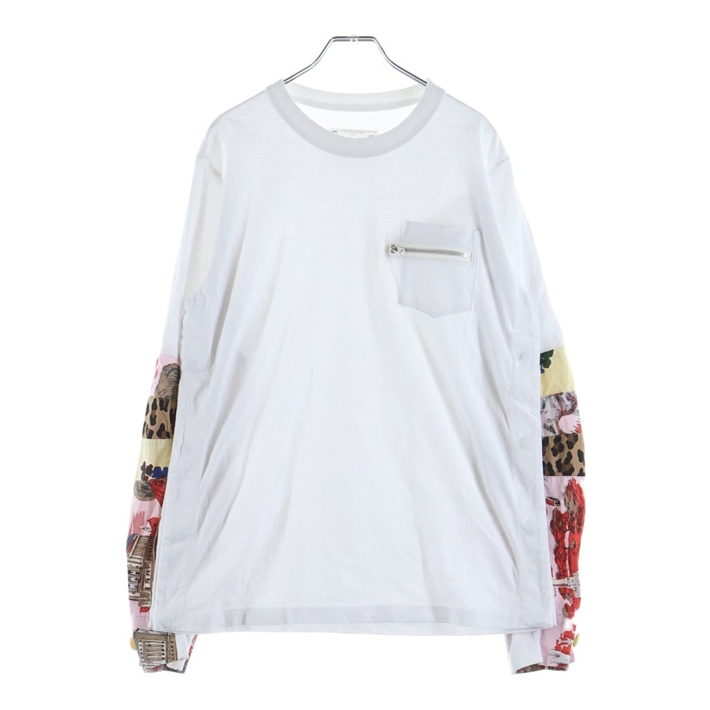 Sacai(サカイ) 21SS ARCHIVE PRINT MIX LONG S/L 長袖 クルーネック カットソー ホワイト 21-02476M