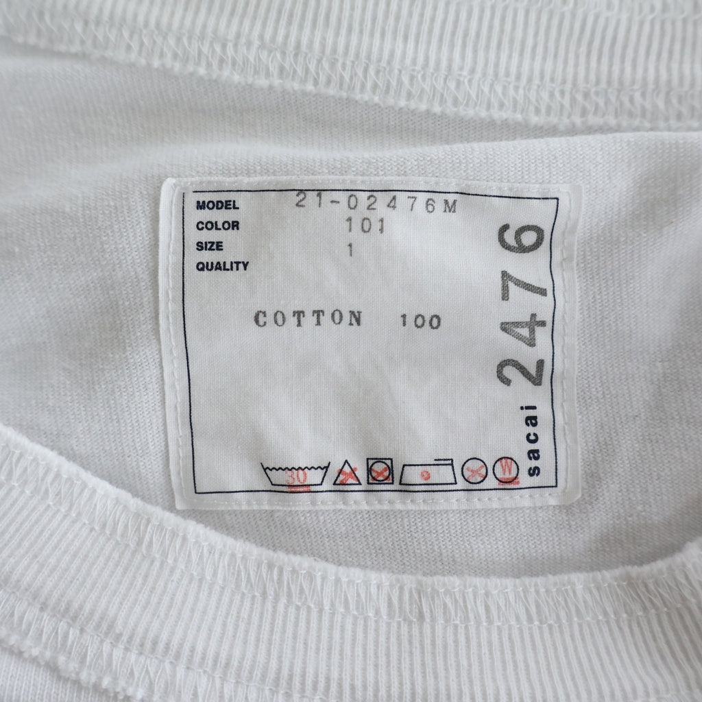 Sacai(サカイ) 21SS ARCHIVE PRINT MIX LONG S/L 長袖 クルーネック カットソー ホワイト 21-02476M