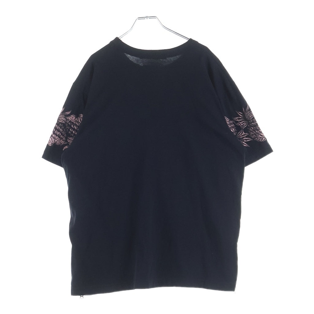 Sacai(サカイ) 20SS ×SUN SURF Pineapple Embroidered TEE サイドジップ 半袖 クルーネック Tシャツ ブラック 20-02276M 20-02276M