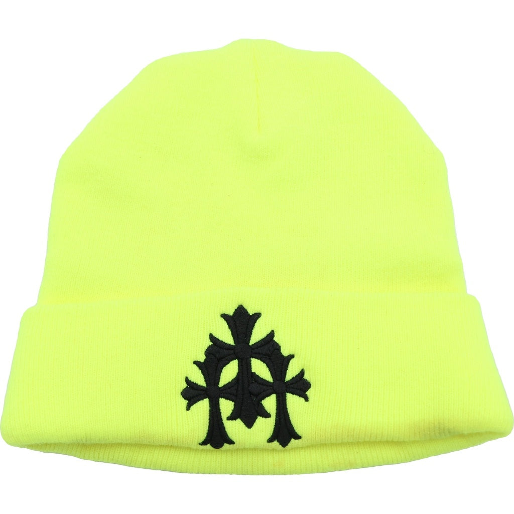 CHROME HEARTS(クロムハーツ) WACH CAP CROSS ワッチキャップ セメタリークロスデザイン ビーニー 帽子 イエロー ‐