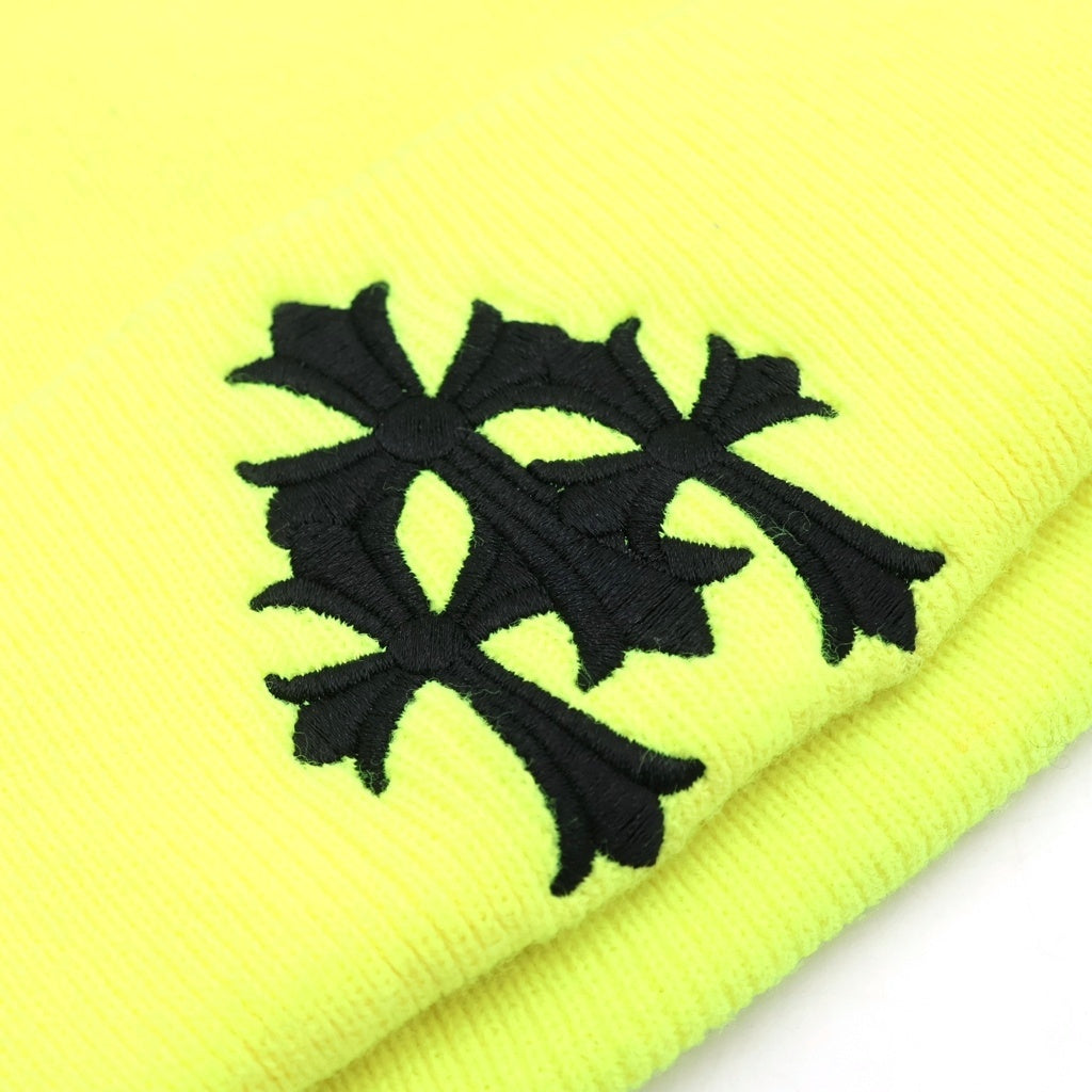CHROME HEARTS(クロムハーツ) WACH CAP CROSS ワッチキャップ セメタリークロスデザイン ビーニー 帽子 イエロー ‐