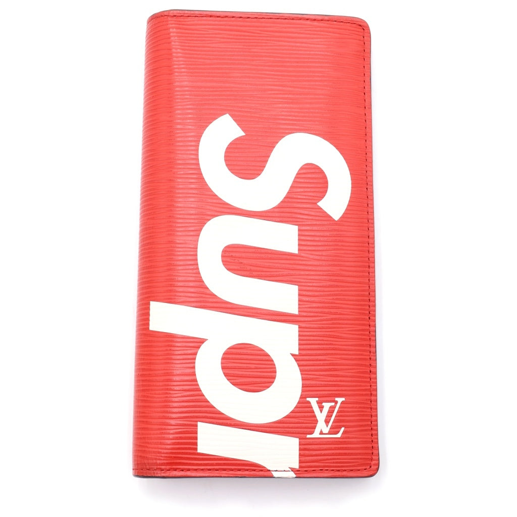 SUPREME(シュプリーム) 17AW ×LOUIS VUITTON ルイヴィトン エピ ポルトフォイユ ブラザ 二つ折り 長財布 ウォレット レッド M67719