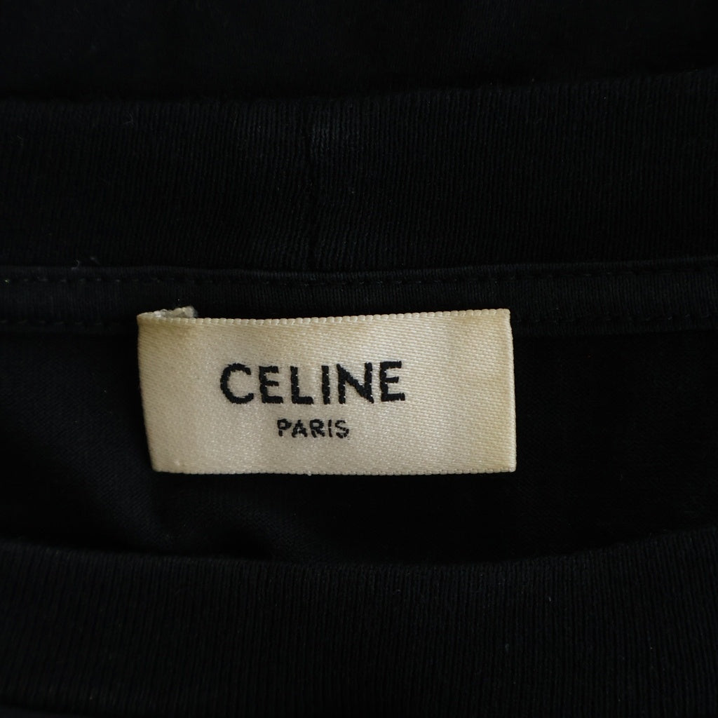 CELINE(セリーヌ) ロゴプリント ラインストーン 半袖 クルーネック Tシャツ ブラック 2X60C671Q