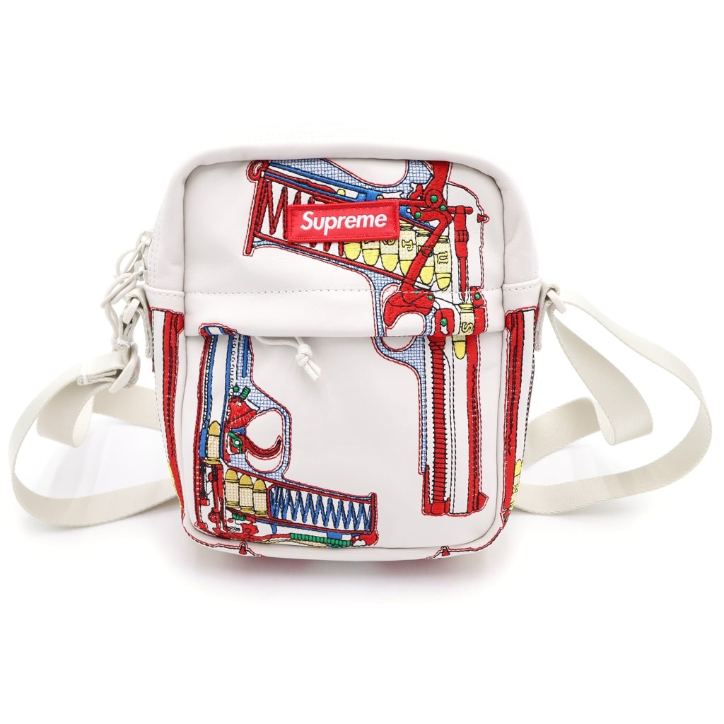 SUPREME(シュプリーム) 26SS Guns Embroidered Shoulder Bag ガンズ ショルダーバッグ ホワイト レディース