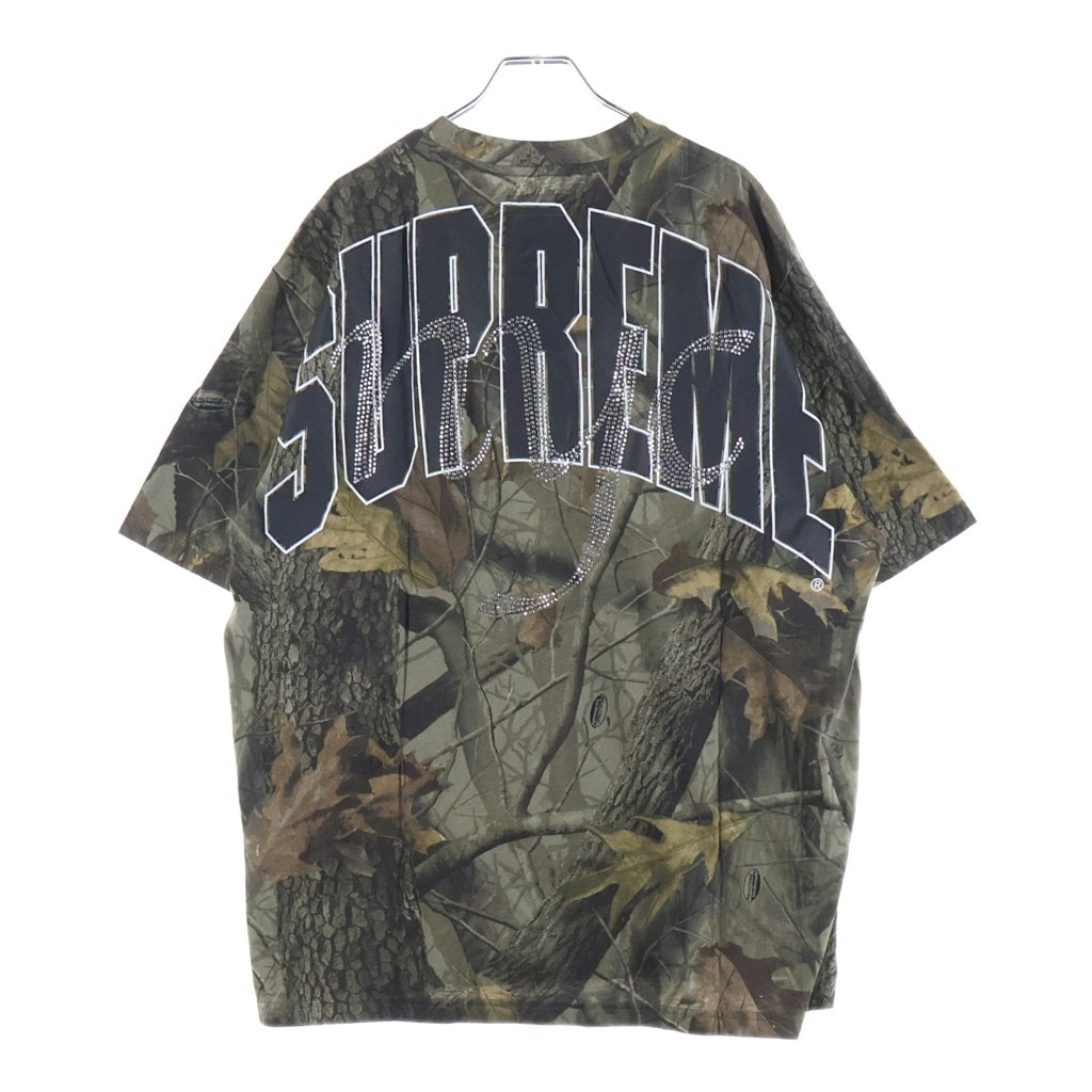 SUPREME(シュプリーム) 26SS Rhinestone Script S/S Tee カモ柄 バックラインストーン クルーネック 半袖Tシャツ カーキ
