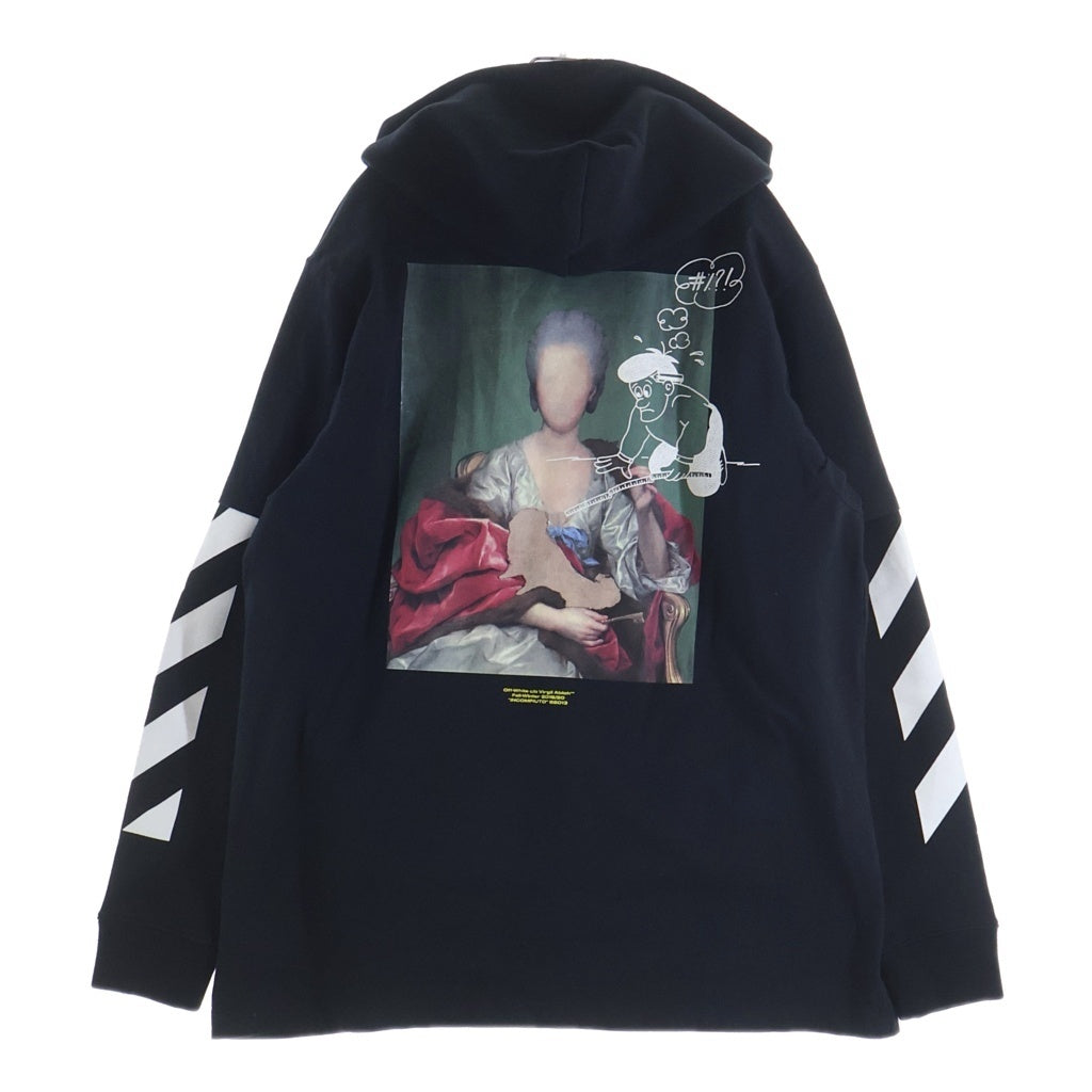 OFF-WHITE(オフホワイト) Diag Mariana Double Tee Hoodie ダイアグマリアナ レイヤードプリント プルオーバーパーカー ブラック OMAB033E19185005